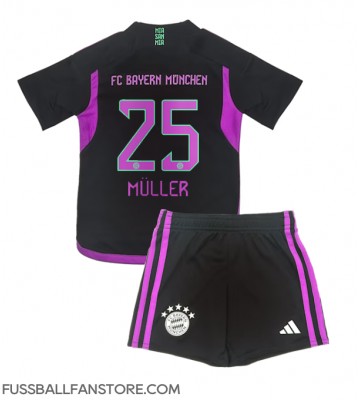 Bayern Munich Thomas Muller #25 Replik Auswärtstrikot Kinder 2023-24 Kurzarm (+ Kurze Hosen)